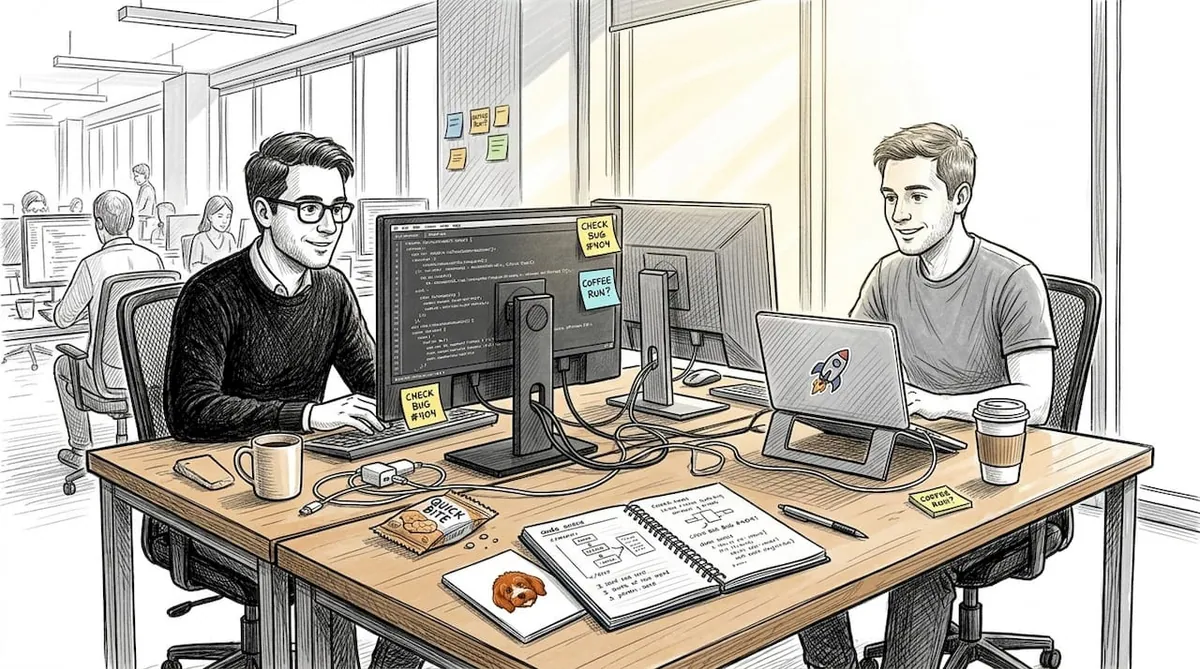 Engineers collaborating on distributed AI workspace